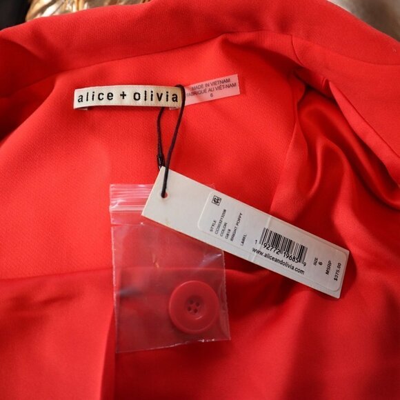 NWT Alice + Olivia Women's Red Macey Crop Notch Collar Blazer Jacket Size 6 - Picture 9 of 9